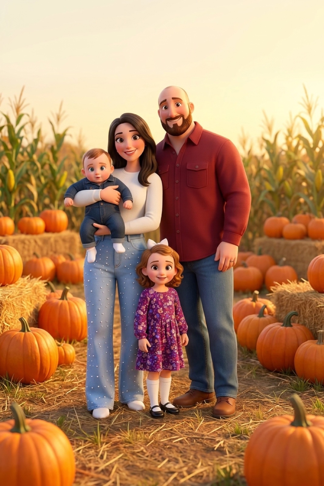 A family in the pumpkin patch at the Silver C Ranch Family Fun Fall Festival