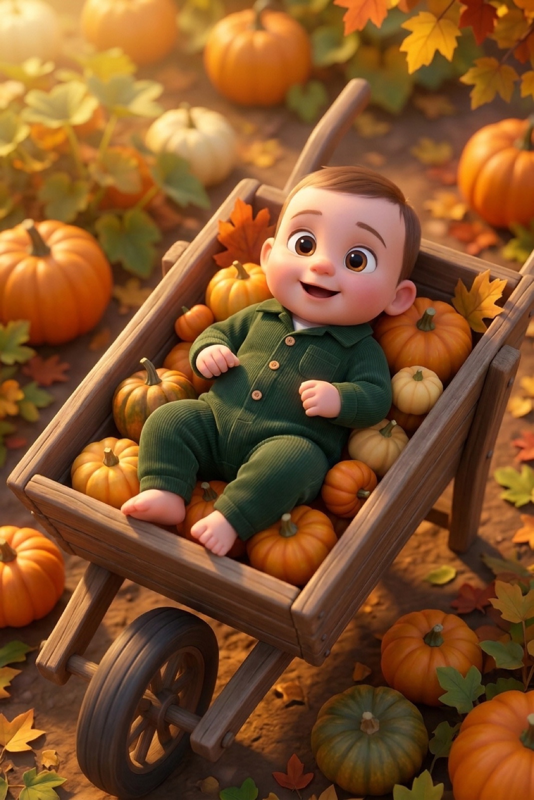 A baby in the pumpkin patch at the Silver C Ranch fall festival in Kentucky