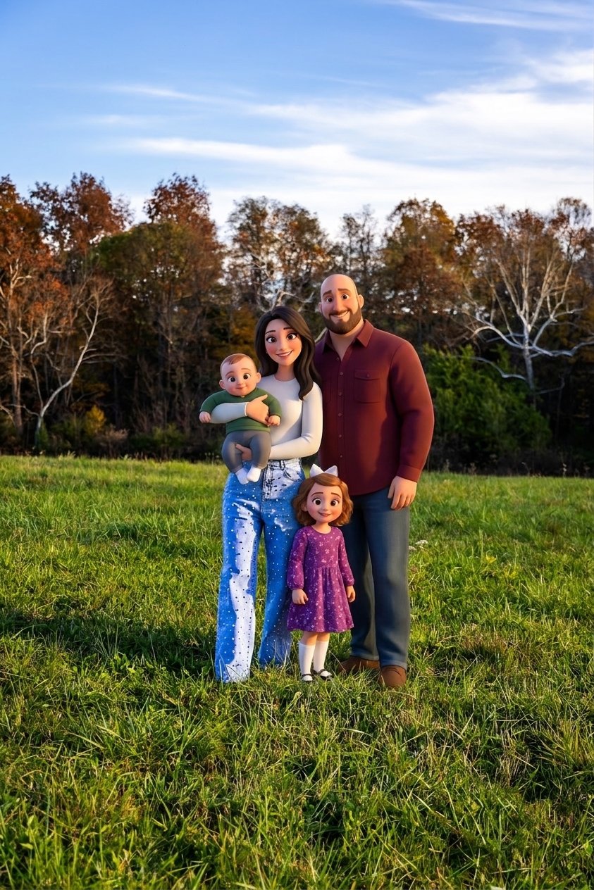 The Silver C Ranch family in a golden-hour Kentucky pasture